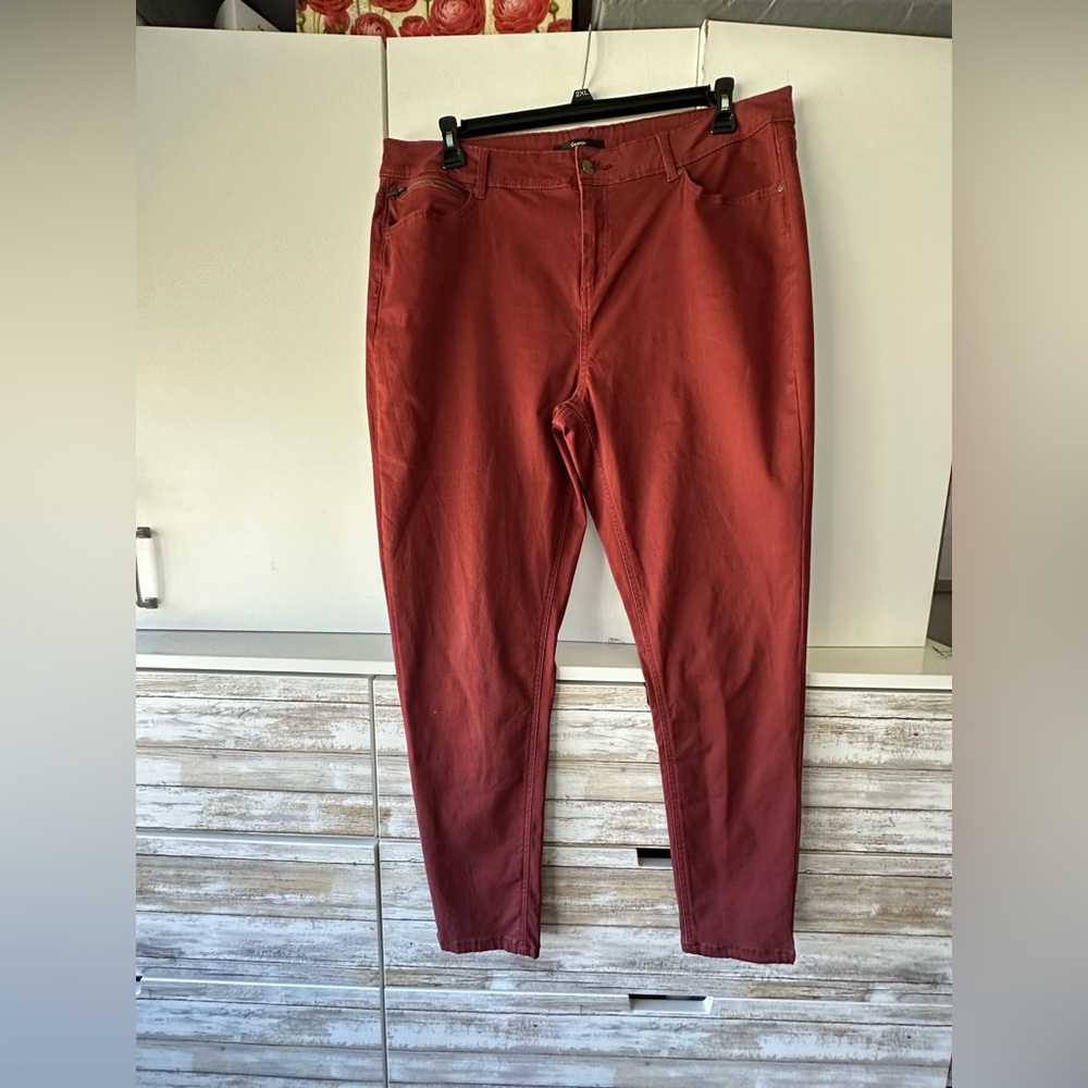 🍂 George UK Terra Rust Pants Plus Size 16–18 High Rise Straight Leg
